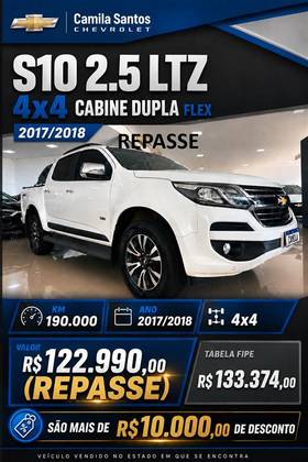 CHEVROLET S10 2.5 LTZ 4X4 CD 16V FLEX 4P AUTOMÁTICO